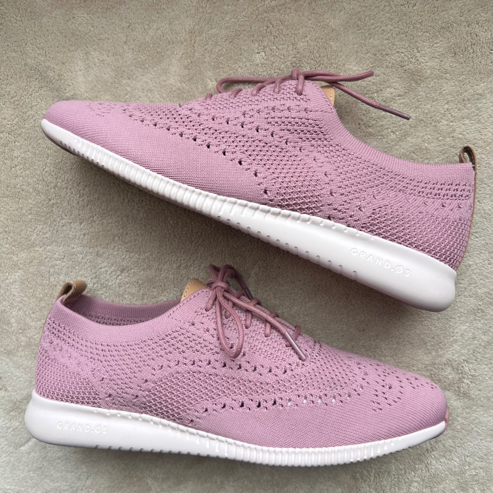 Cole Haan Rose Pink‎ Knit Lace Up Sneakers Women 9.5 B Athleisure Comfort Preppy